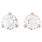 swarovski solitaire pierced earrings white rose gold plated