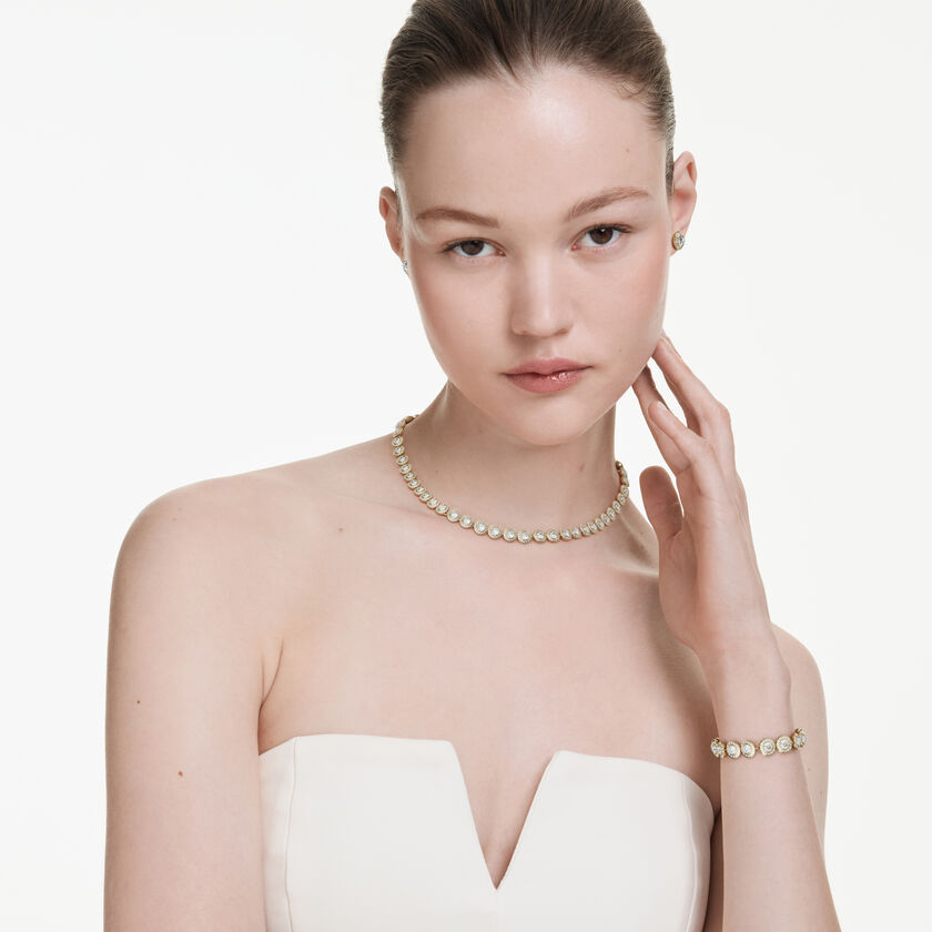 swarovski una angelic set  set  3   round cut  white  gold tone plated