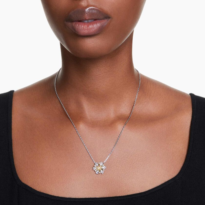 swarovski idyllia pendant  flower  yellow  rhodium plated