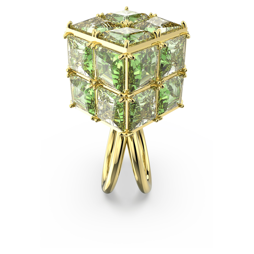 swarovski curiosa cocktail ring  square  green  gold tone plated