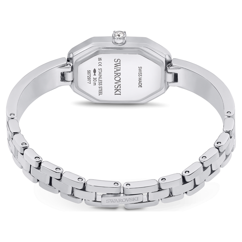 swarovski dextera bangle watch  swiss made  metal bracelet  silver tone  stainless steel