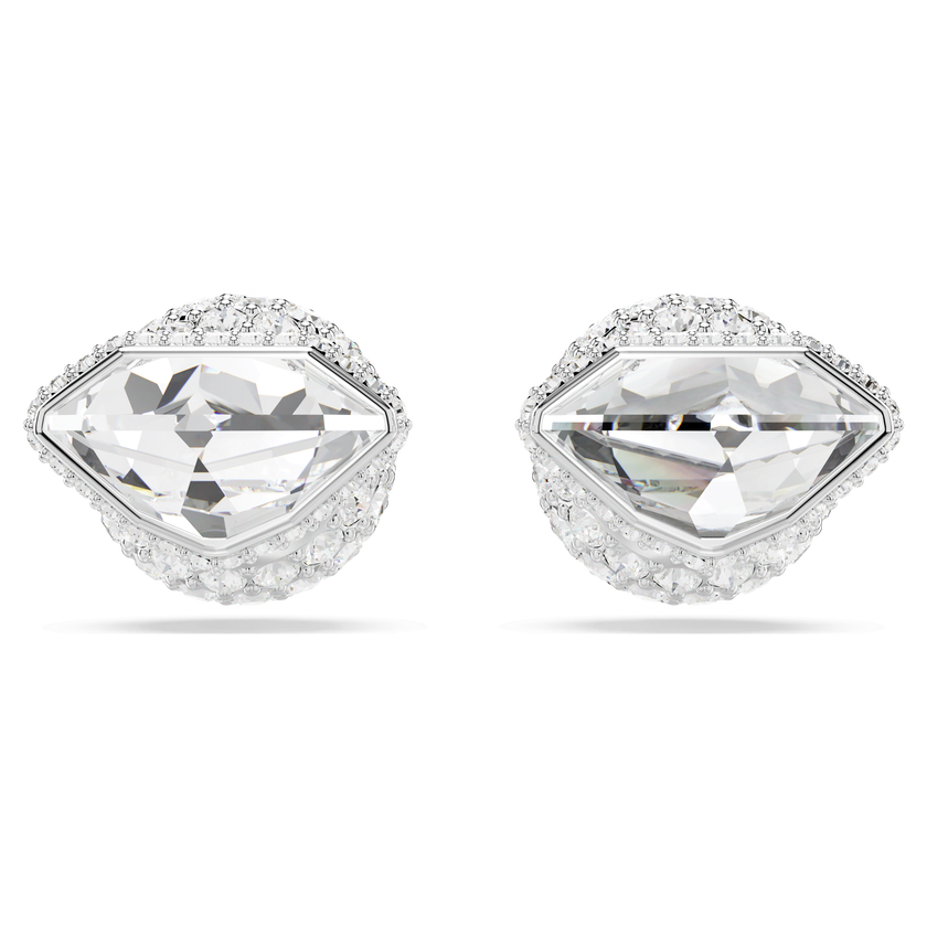 swarovski lucent stud earrings  pav   ball  white  rhodium plated