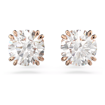 swarovski stilla stud earrings round cut white rose gold tone plated