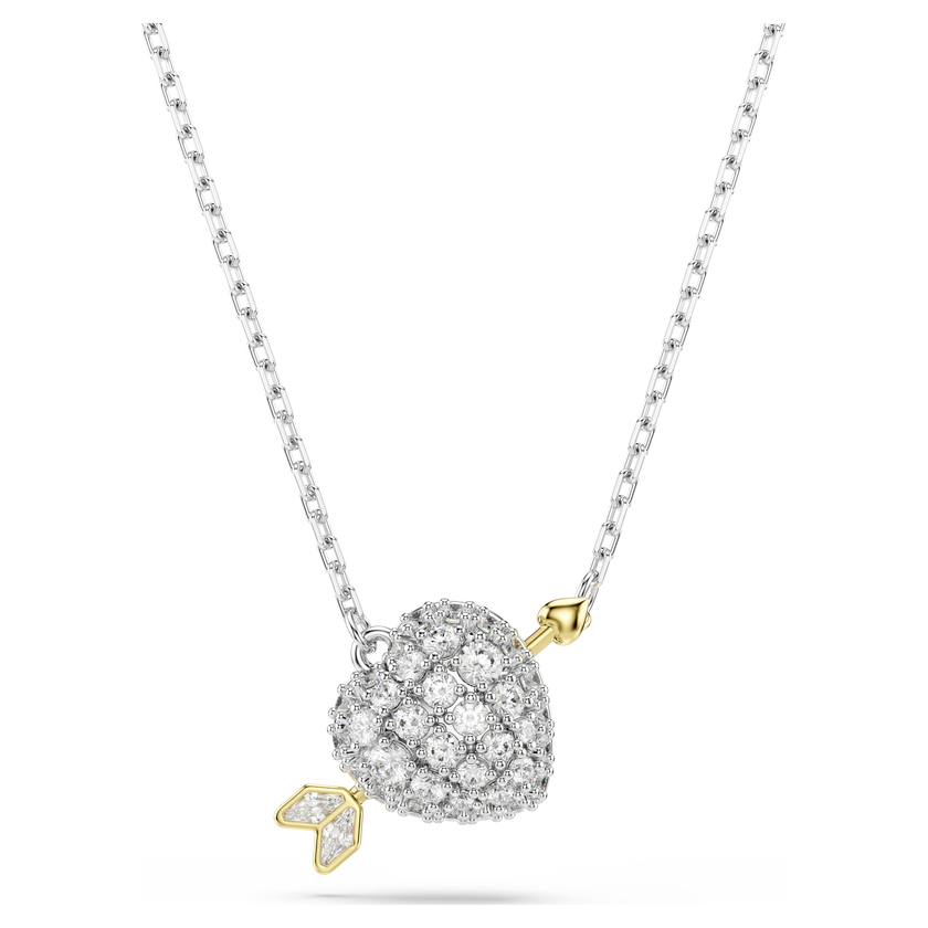swarovski idyllia pendant  mixed cuts  heart  white  mixed metal finish