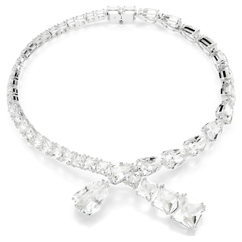 swarovski matrix necklace  mixed cuts  white  rhodium plated