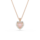 swarovski one pendant  heart cut  pav   heart  pink  mixed metal finish