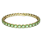 swarovski matrix tennis bracelet  round cut  green  gold tone plated