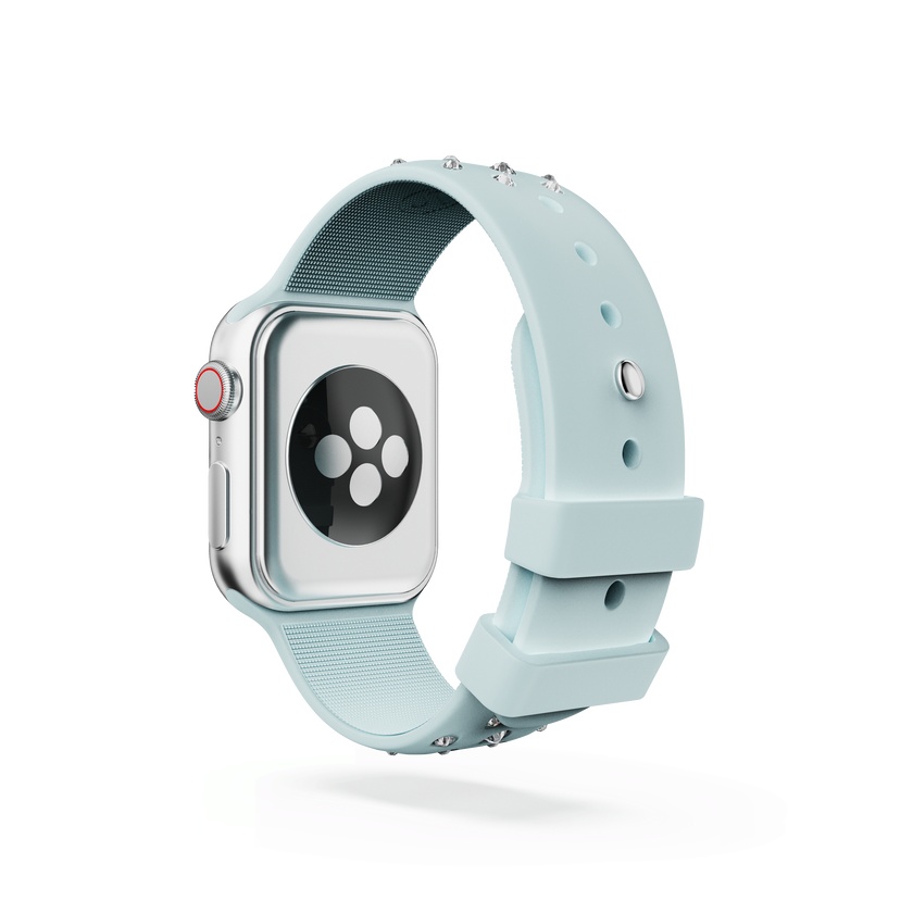 swarovski watch strap  silicone with stitching  green  stainless steel