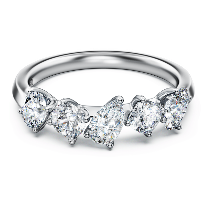 swarovski galaxy ring  lab grown diamonds 1 ct tw  mixed shapes  18k white gold