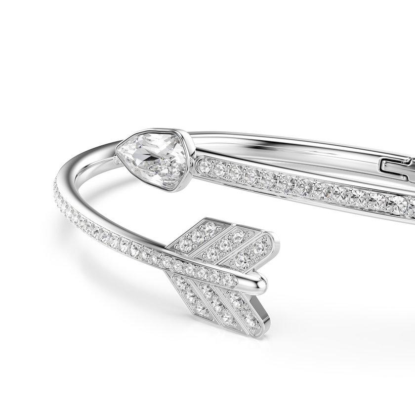 swarovski idyllia bangle  mixed cuts  arrow  white  rhodium plated