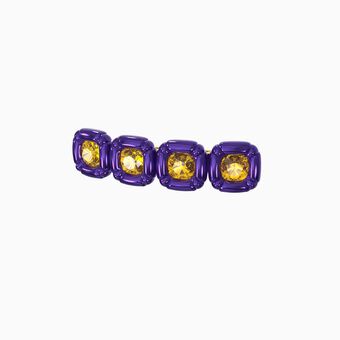 Dulcis hair clip,  Cushion cut crystals, Purple, Gold-tone plated