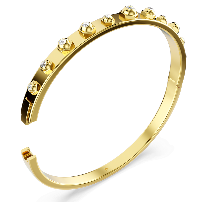 swarovski numina bangle  mixed round cuts  white  18k gold finish