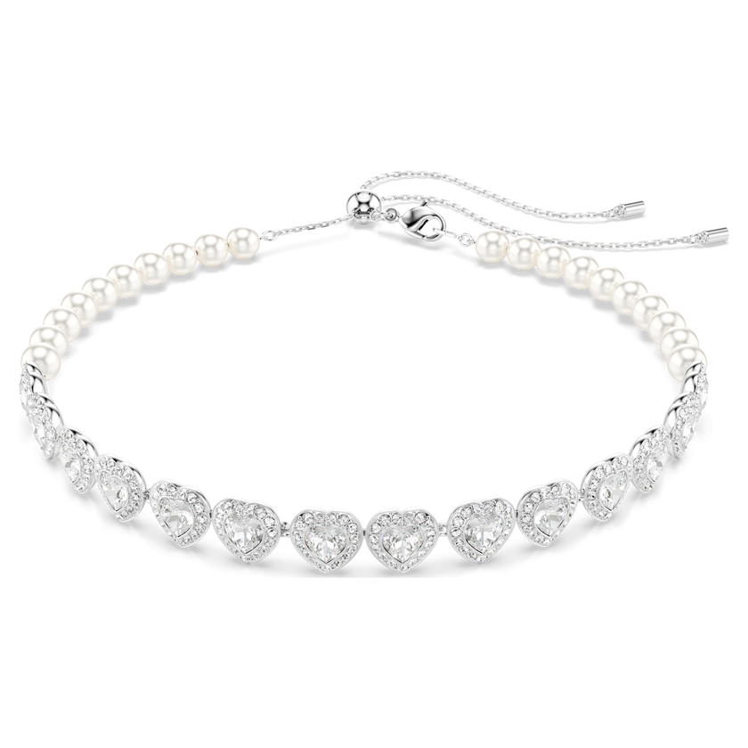 ariana grande x swarovski tennis choker  mixed cuts  heart  white  rhodium plated