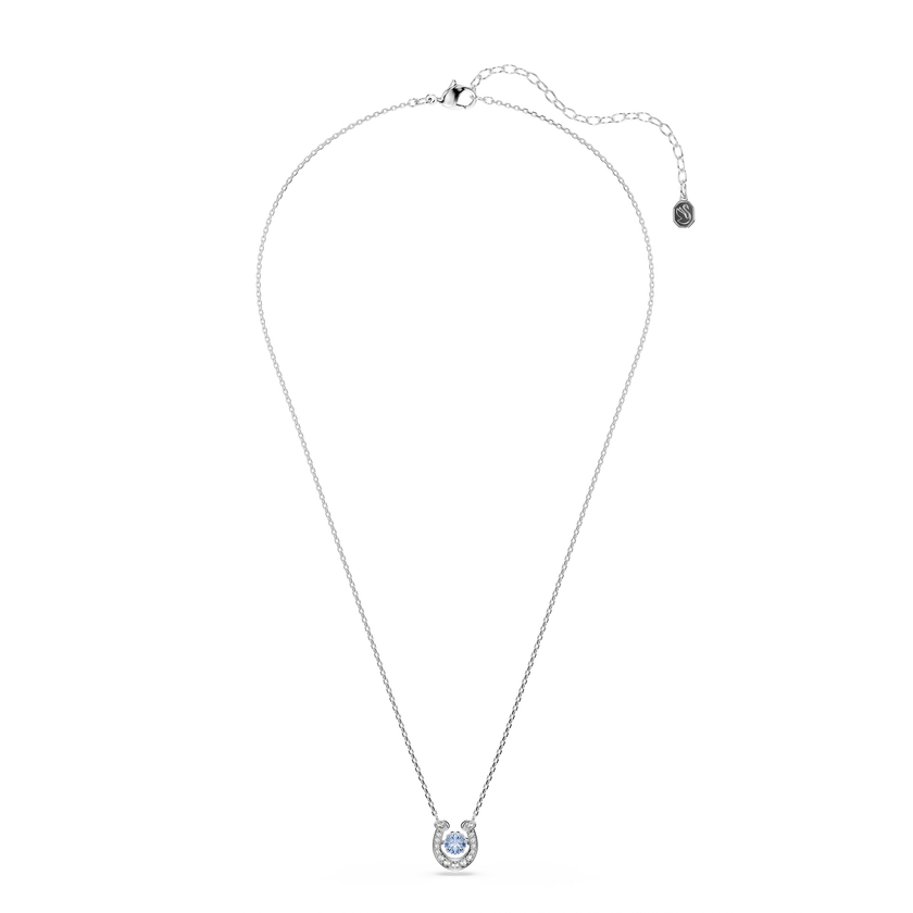 swarovski symbolica pendant  round cut  pav   horse shoe  blue  rhodium plated
