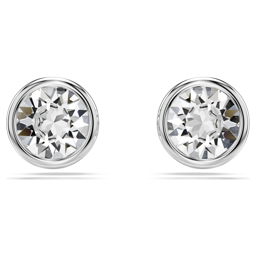 swarovski imber stud earrings  round cut  white  rhodium plated
