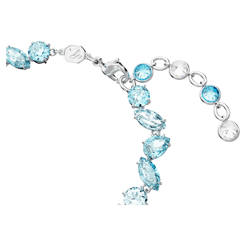 swarovski gema bracelet  mixed cuts  blue  rhodium plated