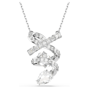 swarovski hyperbola pendant  mixed cuts  white  rhodium plated