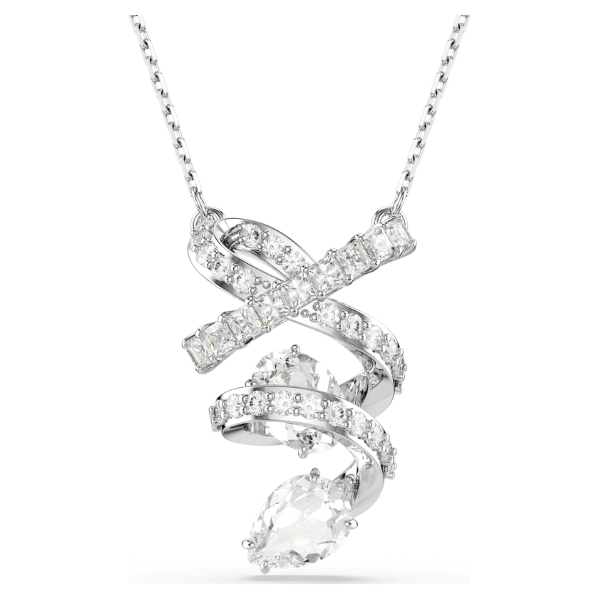swarovski hyperbola pendant  mixed cuts  white  rhodium plated