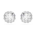 swarovski birthstone stud earrings square cut april white rhodium plated