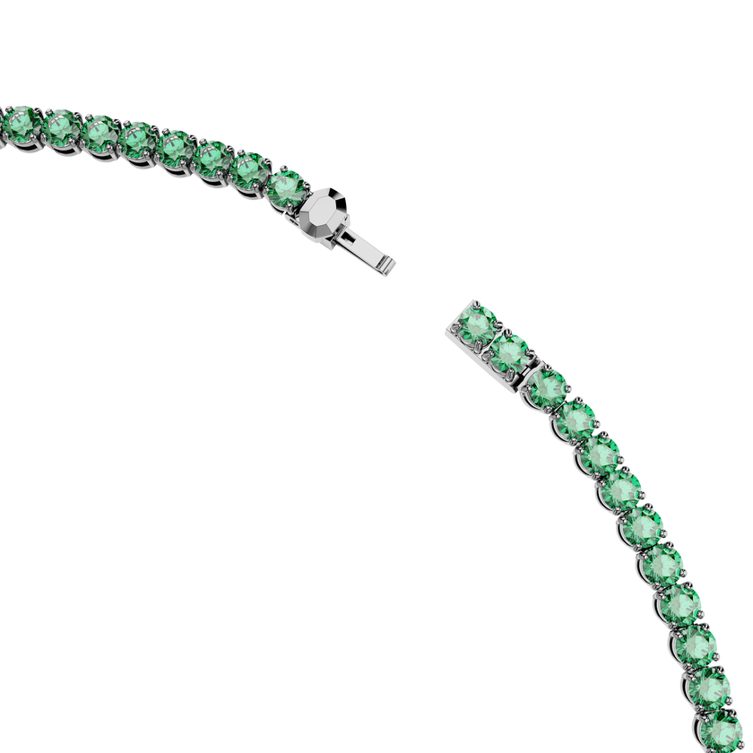swarovski matrix tennis necklace  round cut  green  ruthenium plated
