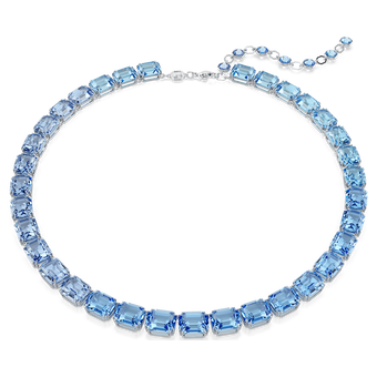 Millenia necklace, Octagon cut, Color gradient, Blue, Rhodium plated swarovski millenia necklace  octagon cut  color gradient  blue  rhodium plated