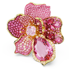 Florere cocktail ring, Flower, Pink, Gold-tone plated