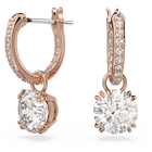 swarovski stilla drop earrings round cut white rose gold tone plated