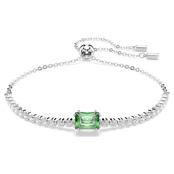 swarovski matrix tennis bracelet mixed cuts green rhodium plated