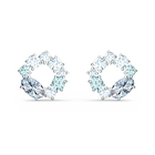 Attract hoop earrings, Mixed cuts, Round shape, Blue, Rhodium plated