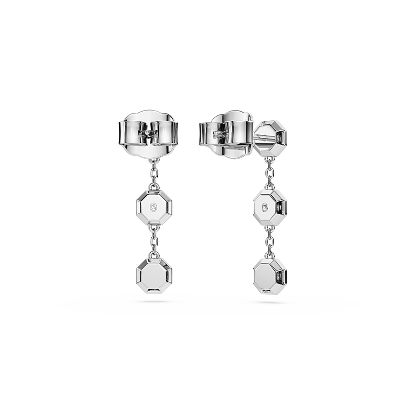 swarovski octagon drop earrings  lab grown diamonds 0 6 ct tw  round shape  sterling silver