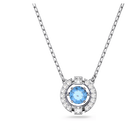 swarovski una necklace round cut blue rhodium plated