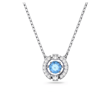 swarovski una necklace round cut blue rhodium plated