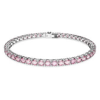 swarovski matrix tennis bracelet round cut pink rhodium plated