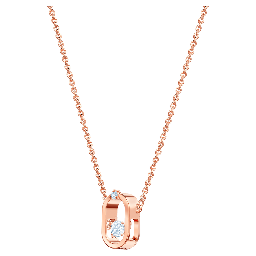 swarovski sparkling dance necklace  round cut  oval shape  white  rose gold tone plated