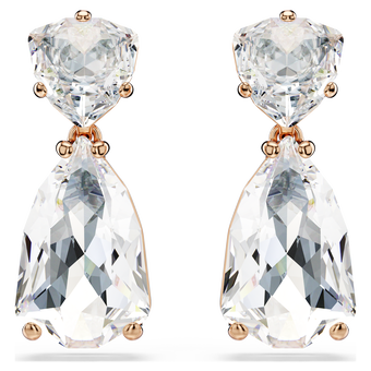 swarovski mesmera drop earrings  pear cut  white  rose gold tone plated