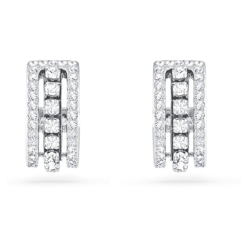 swarovski hyperbola hoop earrings  white  rhodium plated