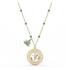swarovski symbolic lotus pendant green gold tone plated