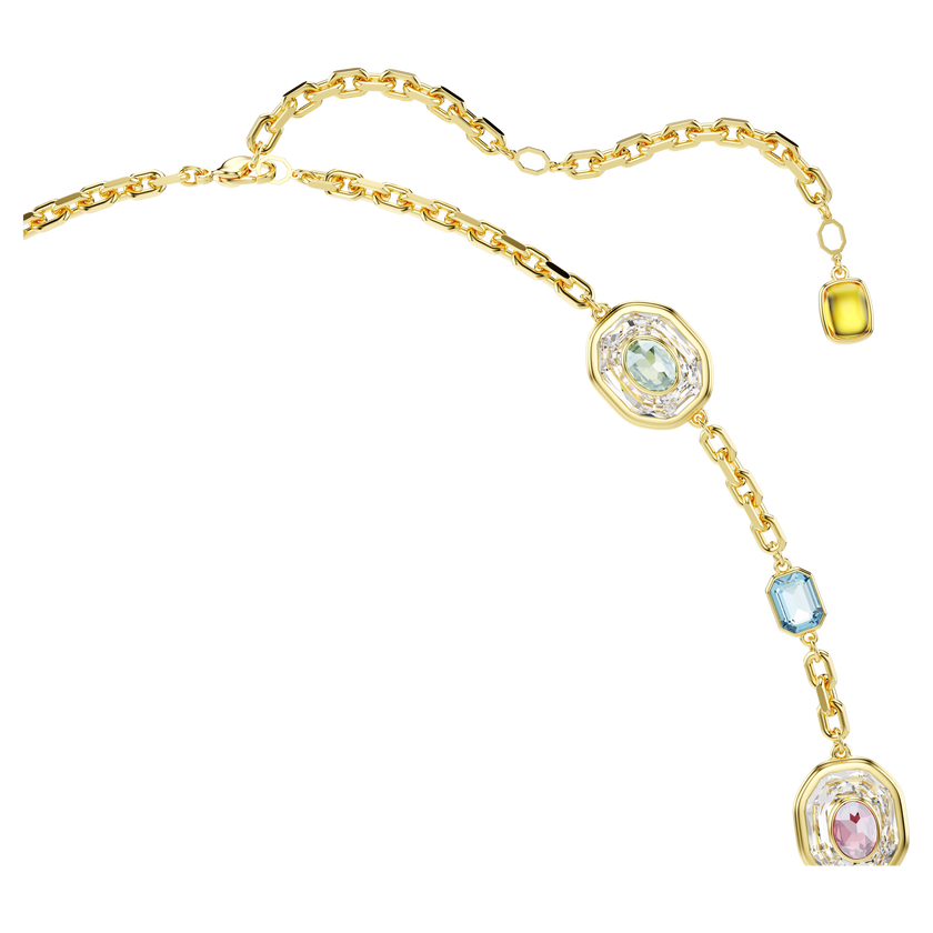 swarovski chroma strandage  octagon cut  multicolored  gold tone plated
