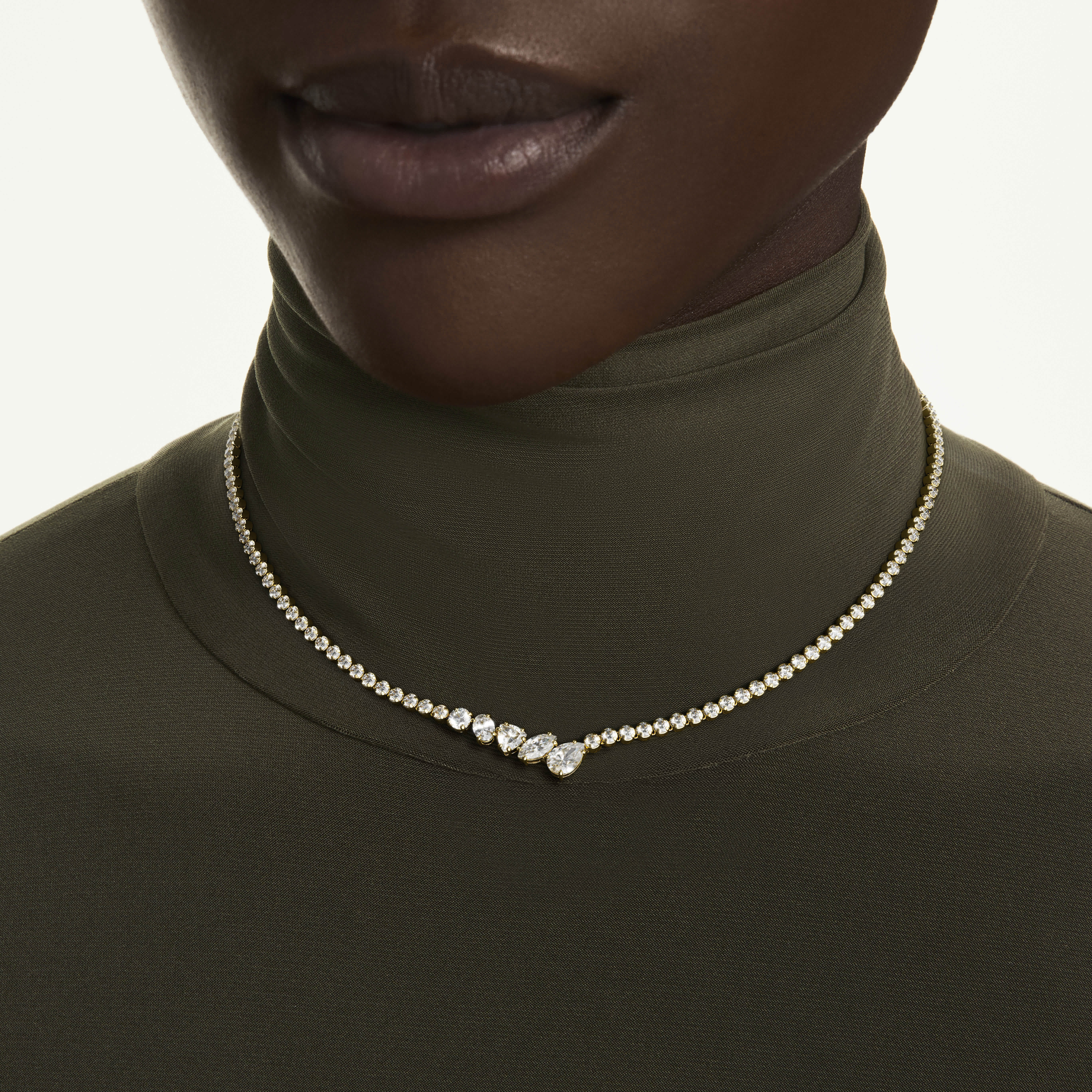 swarovski mesmera necklace  mixed cuts  white  18k gold finish