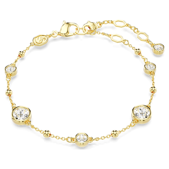 swarovski imber bracelet  round cut  scattered design  white  18k gold finish