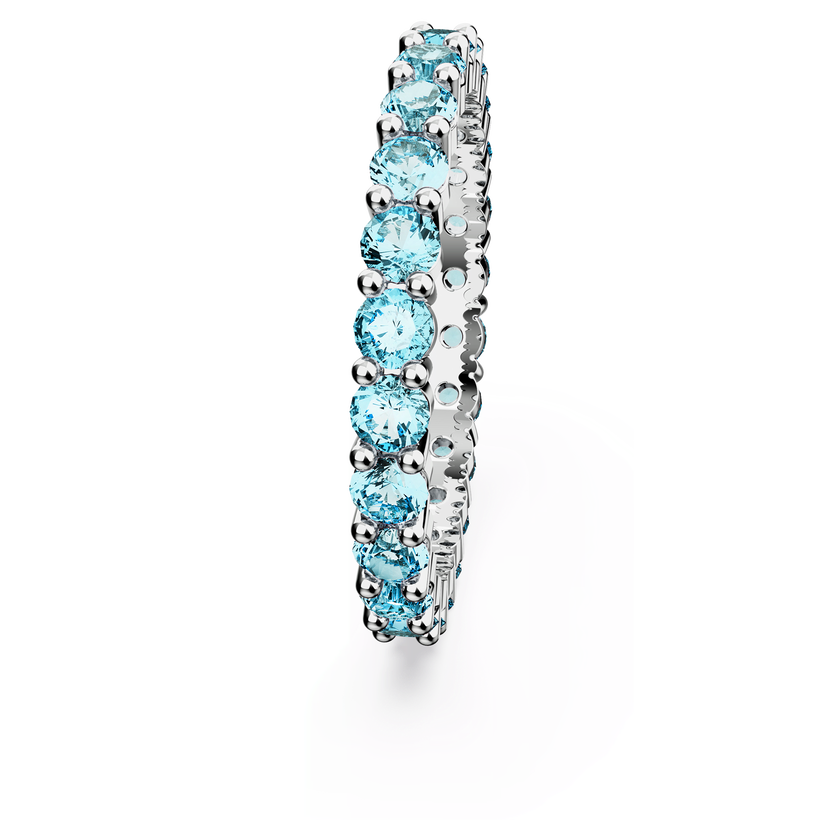 swarovski matrix ring  round cut  blue  rhodium plated