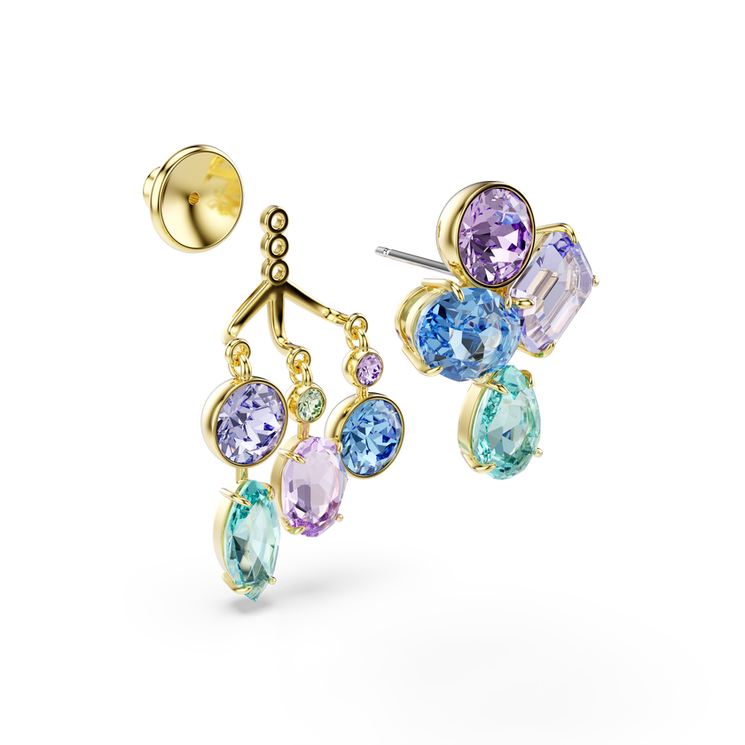 swarovski gema earring jackets  mixed cuts  multicolored  gold tone plated