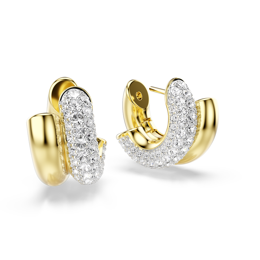 swarovski dextera hoop earrings  round cut  mini  white  gold tone plated