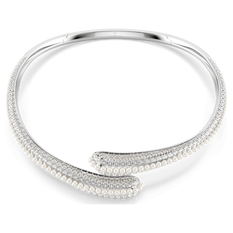 swarovski sublima necklace  crystal pearl  round cut  white  rhodium plated