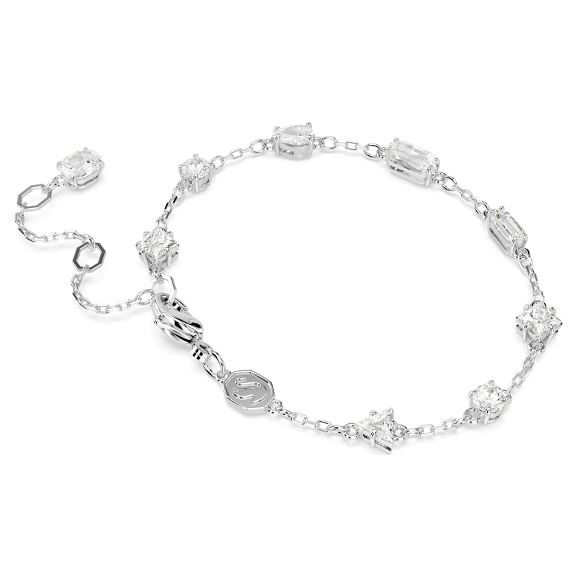 swarovski mesmera bracelet  mixed cuts  scattered design  white  rhodium plated