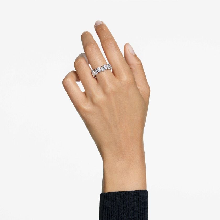 swarovski matrix vittore ring  pear cut  white  silver tone finish