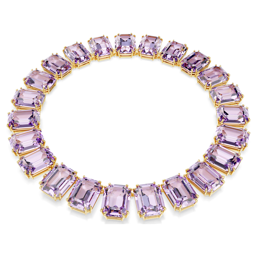 swarovski millenia tennis necklace  octagon cut  purple  gold tone plated