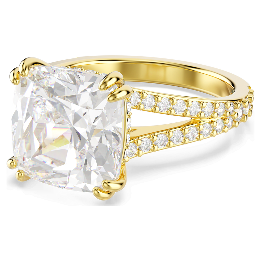 swarovski stilla cocktail ring  square cut  pav   white  18k gold finish
