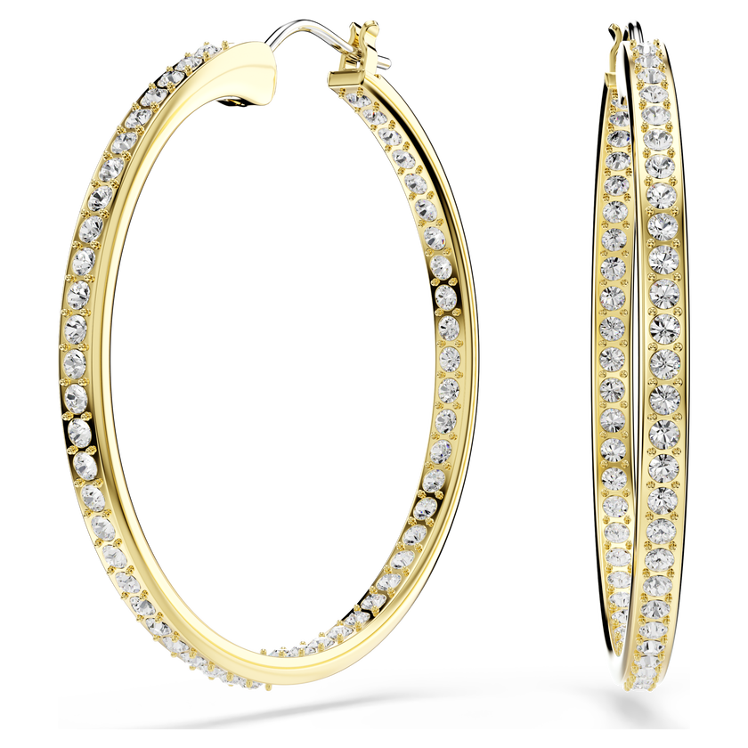 swarovski sommerset hoop earrings  white  18k gold finish