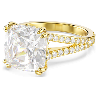 swarovski stilla cocktail ring  square cut  white  gold tone plated